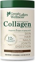 Great Lakes Wellness Collagen Peptides Poudre pour la peau, les cheveux, les ongles, les articulations et la digestion - Chocolat aromatisé - Dissolve rapide Hydrolysé, non-OGM, Kosher - 10 oz