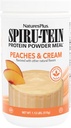 NaturesPlus SPIRU-TEIN Shake - Pêches et crème - 1,1 lb, poudre de protéines de spiruline - substitut de repas à base de plantes, vitamines et minéraux pour l'énergie - végétalien, sans gluten - 15 portions