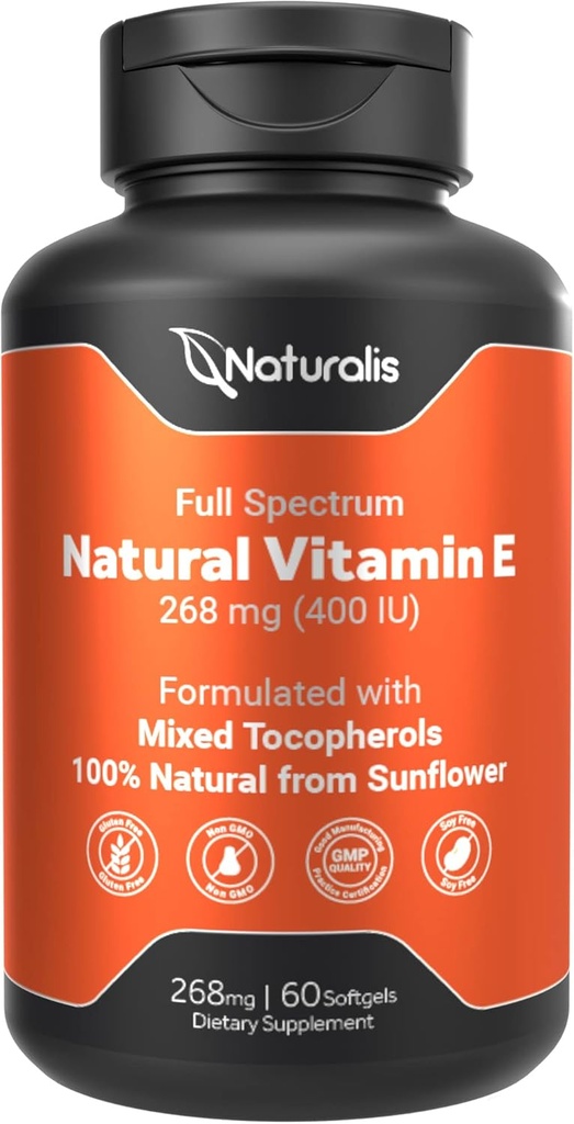 Naturalis Sunflower Vitamine E 268mg (400 UI) avec des tocophérols mixtes