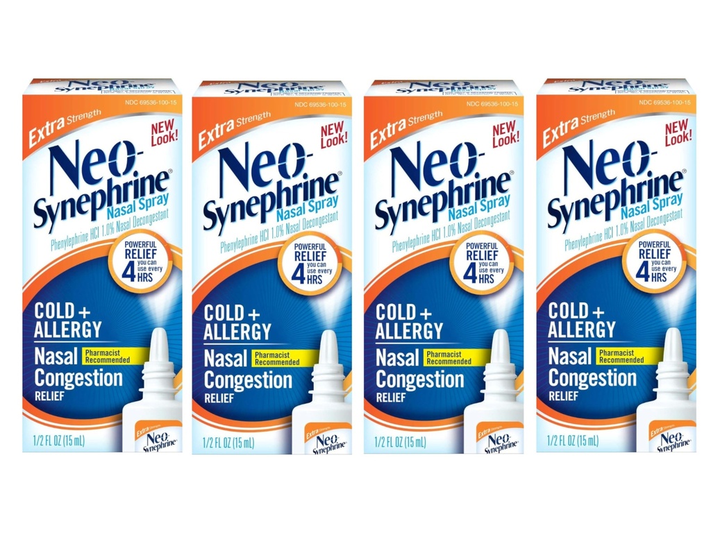 Vaporisateur nasal néo-synéphrine, formule extra-résistante, 0.50 onces chacun (paquet de valeur de 4)