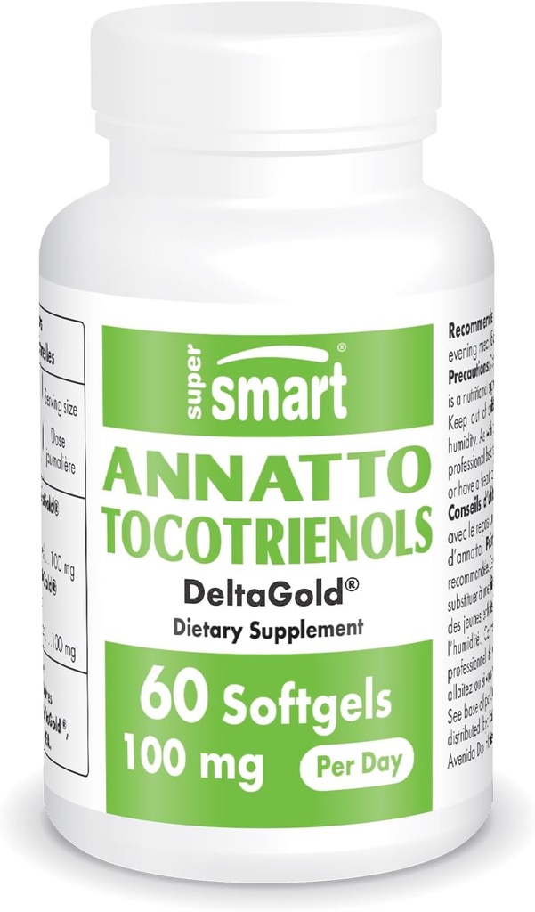 Supersmart Annatto Tocotrienols 100mg per Day (DeltaGold Vitamin E) - Tocotrienols Supplement | Non-GMO & Gluten Free - 60 Softgels