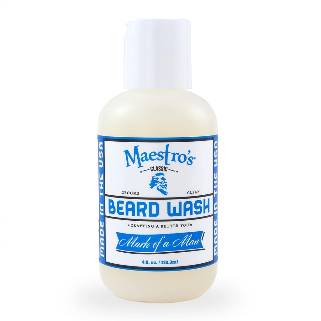 Classic de Maestro BEARD WASH. Anti-démangeaison, nettoyage profond, non-séchage, nettoyant doux entièrement hydratant pour tous les types et longueurs de barbe- Marque d'un mélange d'homme, 4 once
