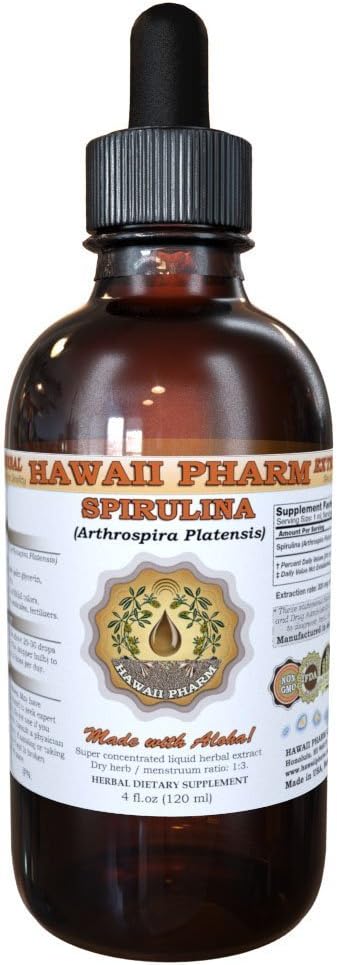HawaiiPharm Spiruline Extrait liquide, Spiruline organique (Arthrospira platensis) Teinture, supplément à base de plantes, Fabriqué aux États-Unis, 2 fl.oz