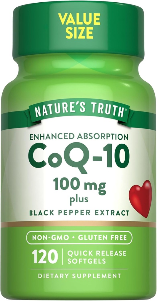 La vérité de la nature CoQ10 100mg.120 Softgels Haute Absorption.