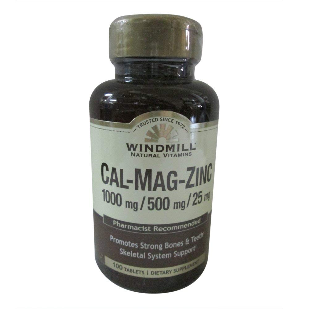 Comprimés de calcium, de magnésium et de zinc du moulin à vent 100 comprimés (paquet de 4)