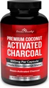 Capsules de charbon actif biologique de Bounty Divine - 600mg Pilules de charbon de coco - 90 capsules de légumes