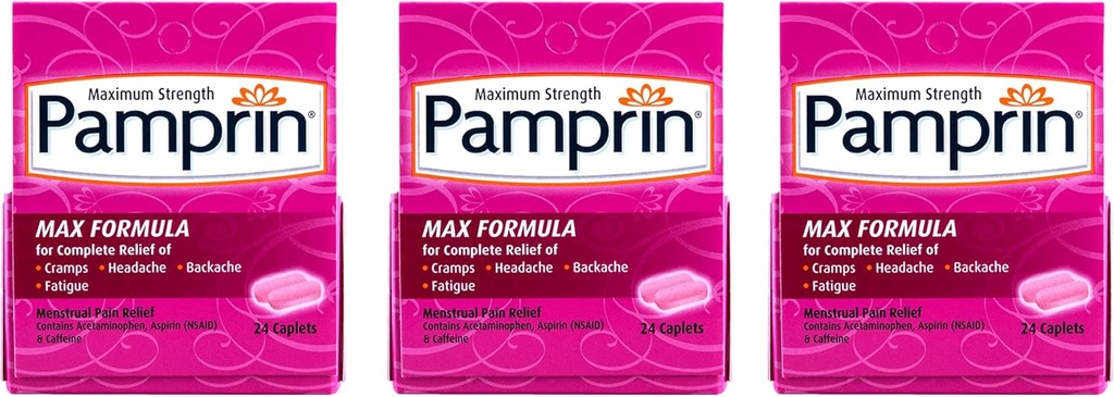 Pamprin Formule de résistance maximale, 24 capsules (paquet de 3)