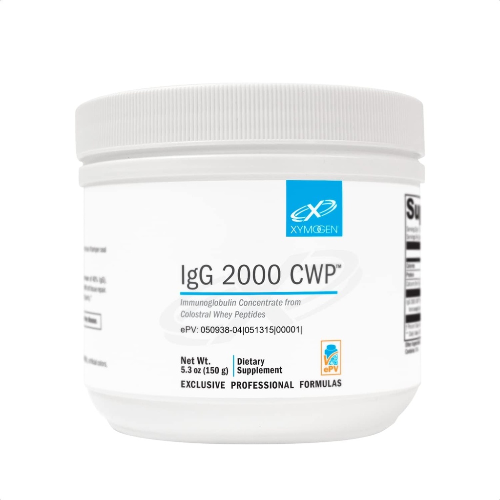 XYMOGEN IgG 2000 CWP - Poudre de concentré d'immunoglobuline (à partir de peptides de lactosérum colostral) pour soutenir la santé des intestins, la fonction immunitaire + une activité de cytokine saine (5,3 oz)
