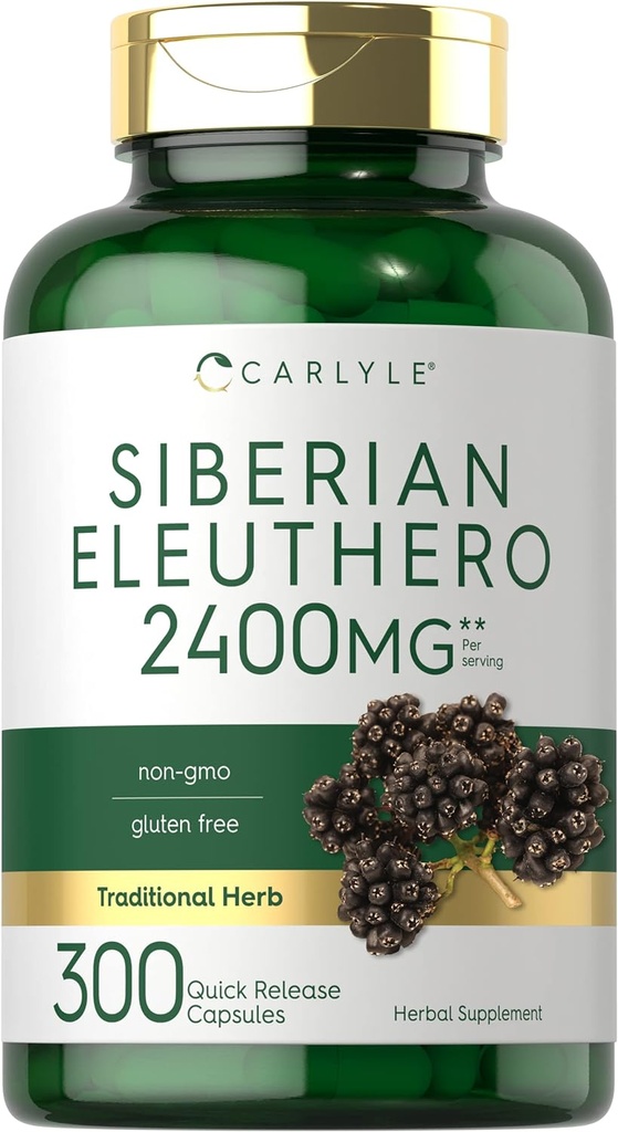 Carlyle Siberian Eleuthero | 2400mg | 300 Capsules | Non-GMO and Gluten Free Formula | Siberian Ginseng | Traditional Herbal Supplement