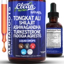 Tongkat Ali Liquid Drops Shilajit, Ashwagandha, Turkesterone, Fadogia Agrestis, Magnésium, Irish Sea Moss et Zinc Herbal Supplément par Clean Nutra
