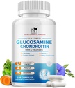 Glucosamine Chondritine MSM Capsules,Glucosamine 1500mg avec collagène, curcuma, Suppléments articulaires pour hommes,180 Capsules