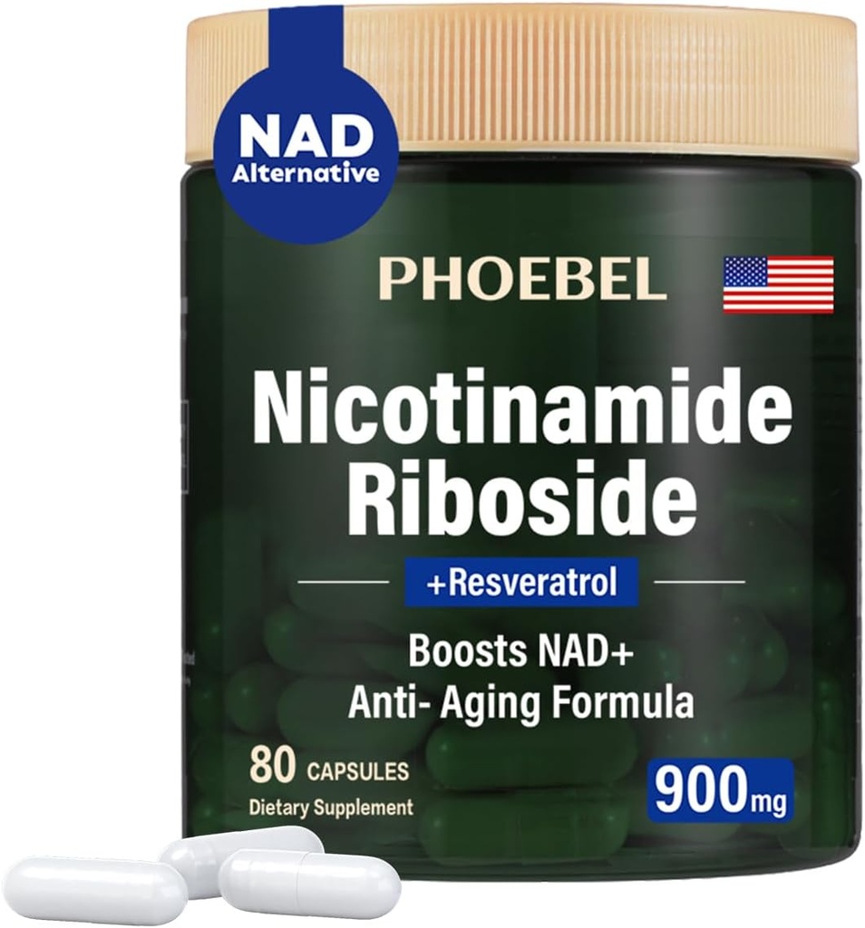 Nouveau supplément Nicotinamide Riboside Resveratrol-900mg, Supplément pour hommes et femmes(80 Capsules)