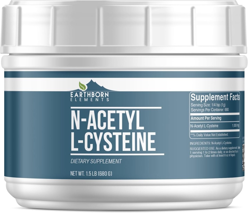 Éléments d'origine terrestre N-acétyl L-Cysteine (1,5 lb), complément alimentaire, tube refermable