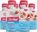 SlimFast substitut de repas Shake, fraises et crème d'origine, 10g de protéines prêtes à boire pour la perte de poids, 11 Fl. Oz bouteille, 4 comte (paquet de 3) (emballage mai vary)