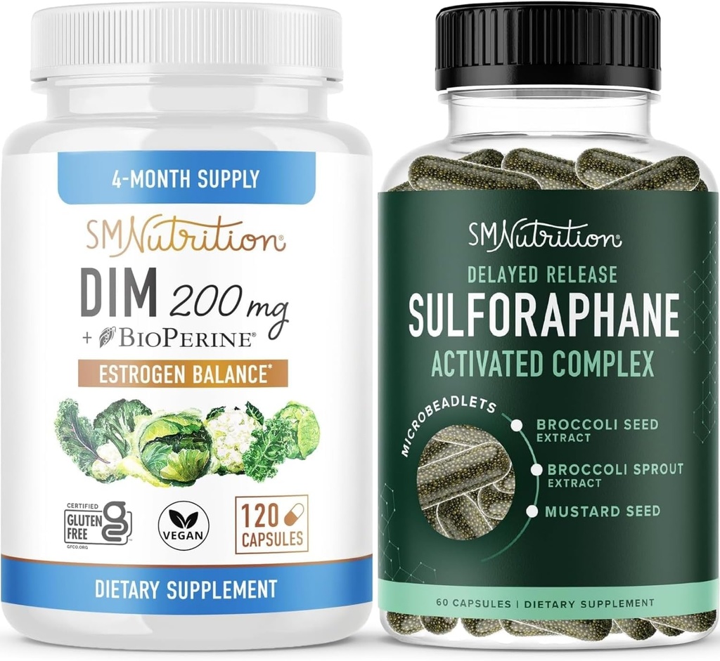 Complexe Sulforaphane avec supplément DIM de 200mg pour l'équilibre astrogénique amélioré pour les femmes.