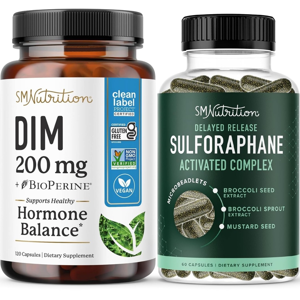 Complexe Sulforaphane avec supplément DIM de 200mg pour l'équilibre astrogénique amélioré pour les femmes.