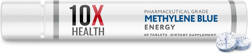 10X Supplément bleu de méthylène santé avec extrait de poivre noir - 60 comprimés bleu de méthylène comprimés de qualité pharmaceutique - soutient l'énergie, le focus et la cognition - végétalien, non-OGM