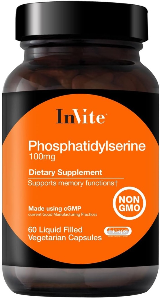 Inviter Santé Phosphatidylsérine 100 mg - Soutient la mémoire et la fonction cognitive, y compris la concentration et le focus - 60 capsules végétariennes remplies de liquide