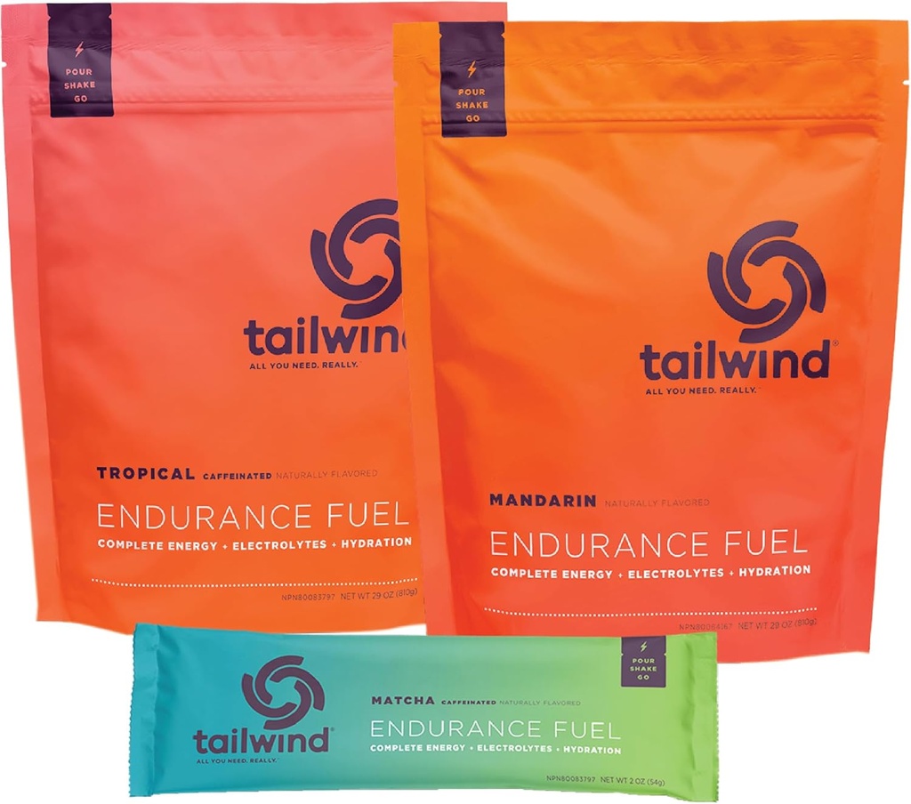 Tailwind Nutrition Grab-and-Go Endurance Carburant Packs d'hydratation avec poudre de carburant d'endurance et poudre de carburant d'endurance caféiné