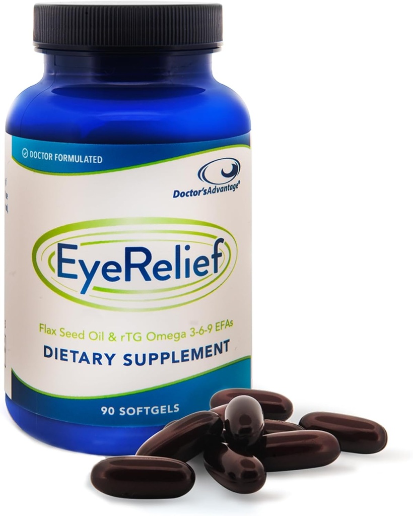 Docteur Avantage Supplément de Relief pour les yeux - 90 Softgels, 1-Mois d'approvisionnement - Huile de poisson de Triglycéride Omega 3 naturelle pour le soutien du Gland rétinien