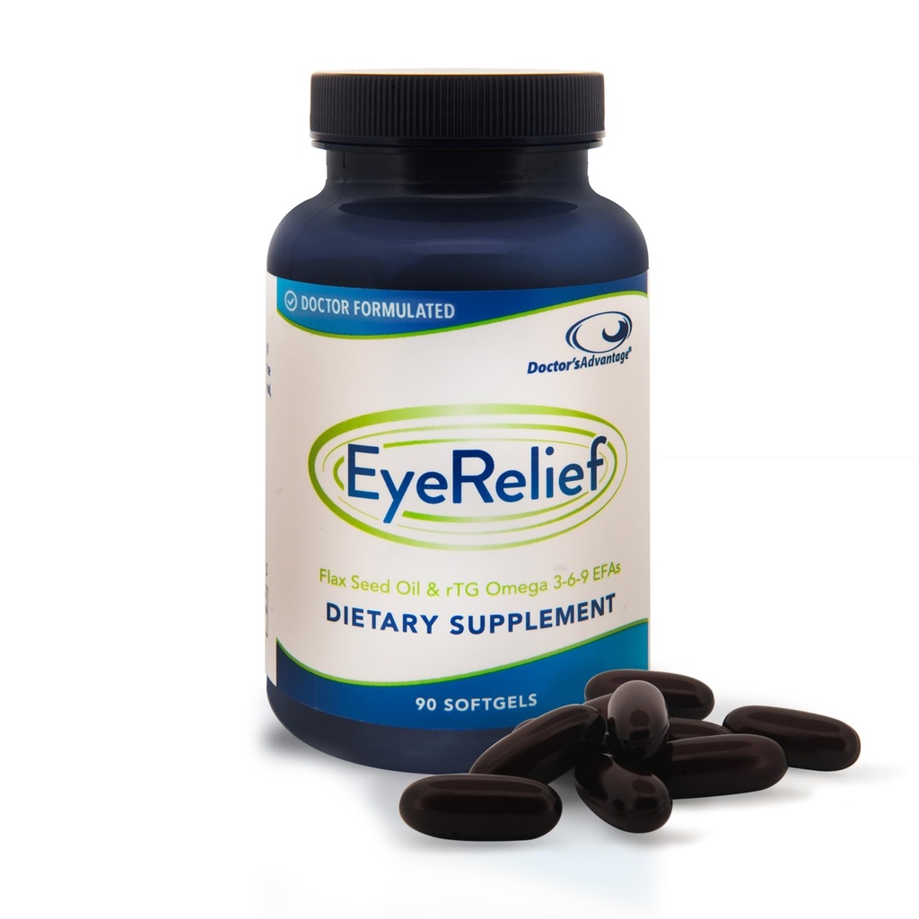 Doctor’s Advantage Eye Relief Supplement - 90 Softgels, 1-Month Supply - Natural Triglyceride Omega 3 Fish Oil for Retinal Gland Support
