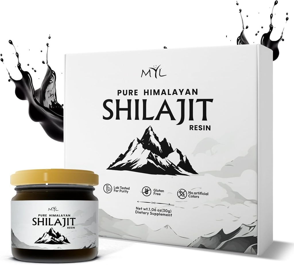 Shilajit Pure Himalayan Organic Shilajit Resin, grade d'or pour les hommes et les femmes, soutient la production d'énergie et la vitalité avec 85+ Trace Minerals & Fulvic Acid, 75 portions, 2,5 mois d'approvisionnement.