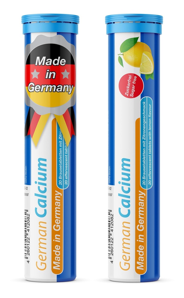 T&D German Calcium 500 mg - 40 comprimés effervescents de boisson végane - Lime citron - Fabriqué en Allemagne