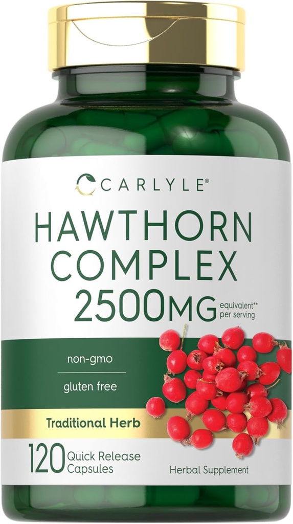 Carlyle Hawthorn Berry Complex 2500mg Capsules de l'extrait 120 Comte de poudre de l'extrait pour hommes et femmes