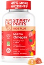 SmartyPants Kids Multivitamin Gummies - Improved Formula: Omega 3 (DHA/EPA), Vitamins D3, C, B12, B6, Vitamin A, K & Zinc, Gluten Free, Three Fruit Flavors, 60 Count (30 Day Supply)