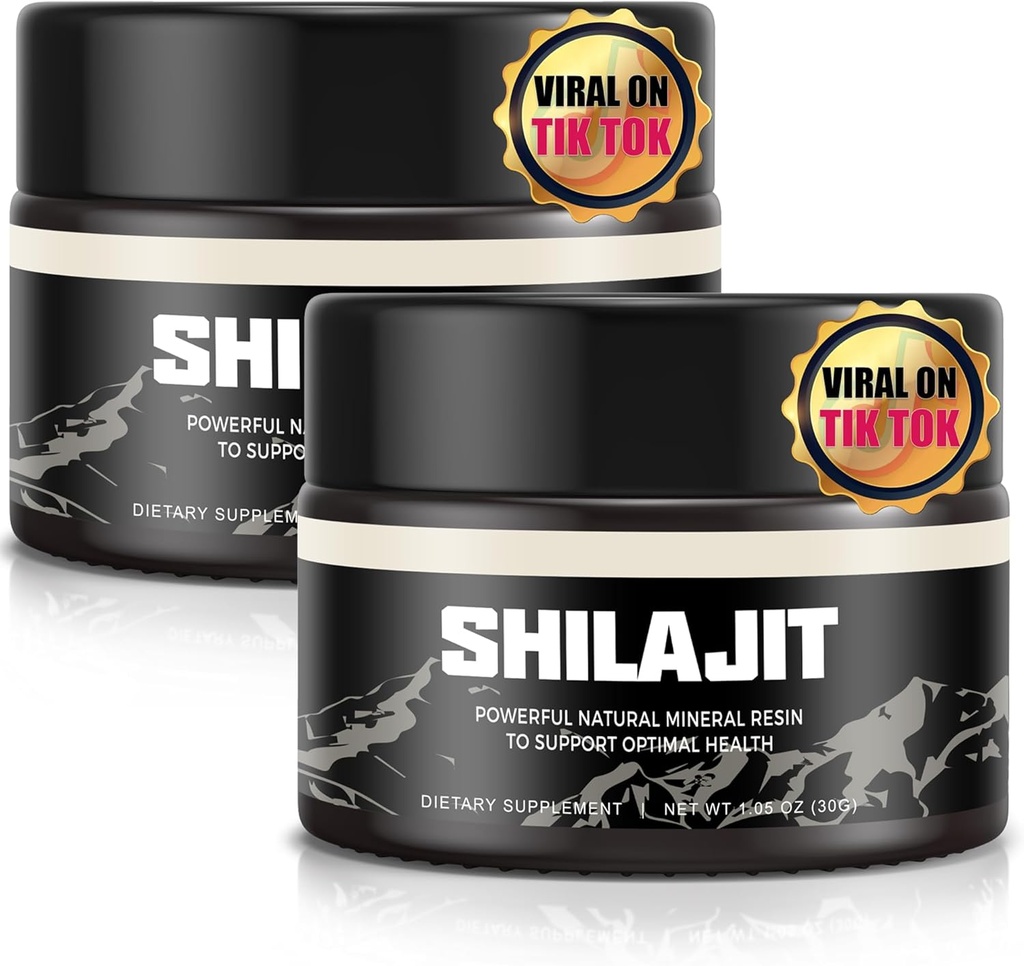 Shilajit Pure Himalayan Organic Shilajit Resin - Supplément Shilajit 100 % or - Résine Shilajit naturelle avec 85+ Trace Minerals & Fulvic Acid for Focus & Energy, Immunity,2 * 30