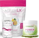 Sans âgeLX Biotin Supplément Capsules, Lémonade aux fraises et Powder Bundle Power Greens - Suppléments anti-vieillissement