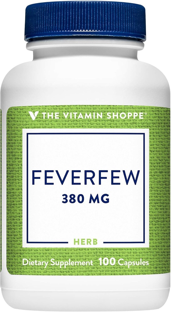 La vitamine Shoppe Feverfew 380MG, une plante traditionnelle, une fois par jour (100 capsules)