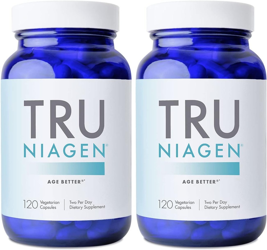 TRU NIAGEN Patented NAD Supplement for Anti Aging and Cell Regeneration, Niagen, 60 300 mg Servings | Supports Cellular Energy, Brain, Muscle | Nicotinamide Riboside (NR) Take 2 Daily | 2 Bottles