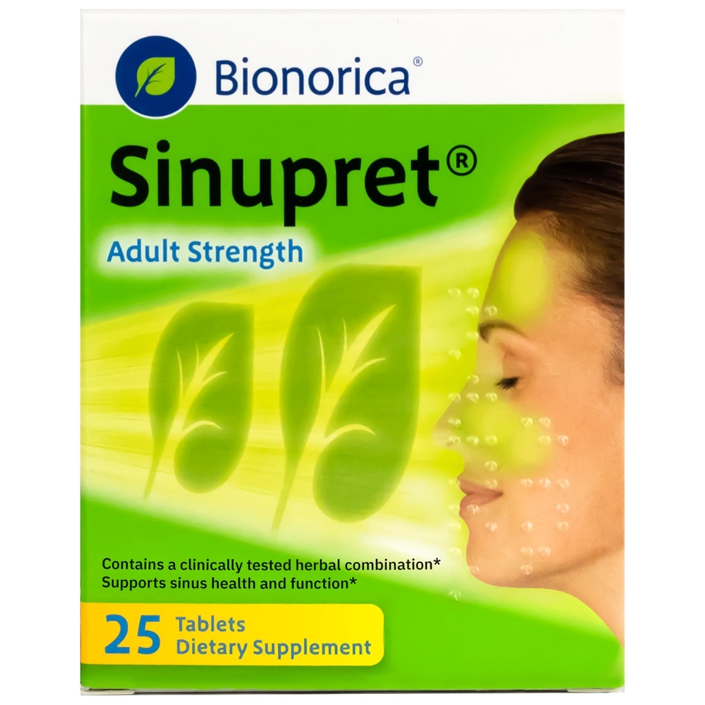 Bionorica Sinupret Adult Strength Sinus - Supplément de soutien immunitaire - Tous naturels - Herbal Nasal Passage & Immunity Boost - 25 comprimés