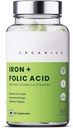 Supplément fer + acide folique avec Zinc, Vitamine C et Vitamine B12-60 Gélules de Vég.