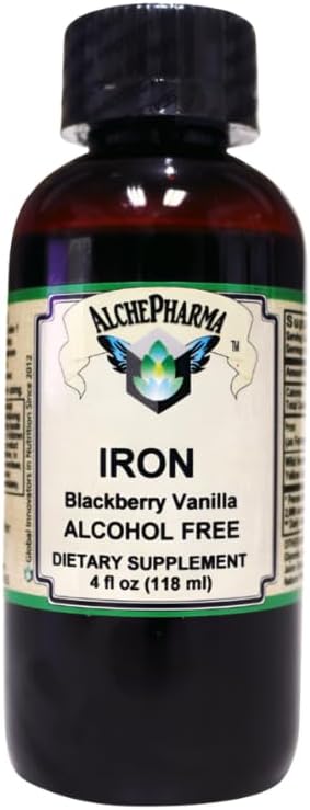 Liquide de fer (Gentle Haute Absorption Bisglycinate Ferreux Chélalate) BlackBerry Vanille 4 fl oz 24 portions