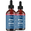 Les gouttes de zinc liquide pour tous les âges par NEW AGE - Sulfate de zinc pour le soutien immunitaire, végétalien, sans OGM et sans gluten, 60 jours d'approvisionnement, 2-pack