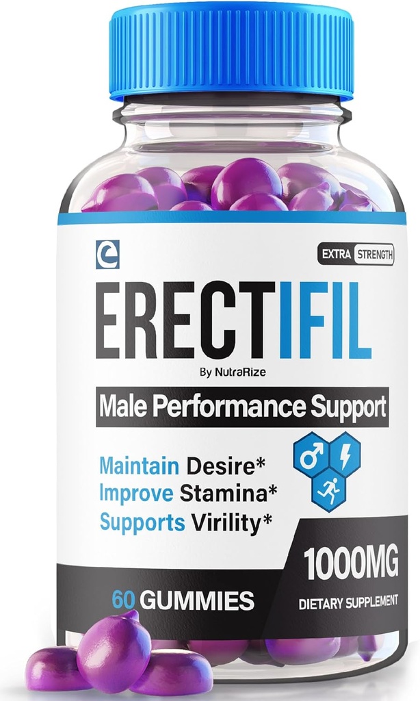 Erectifil Gummies, Erectifil 1000 MG Gummies, Support de formule tout-naturel pour les hommes, Supplément Homme Premium pour la santé globale et la performance de pic, Erec tifil Gomitas Avis (60 Gummies)