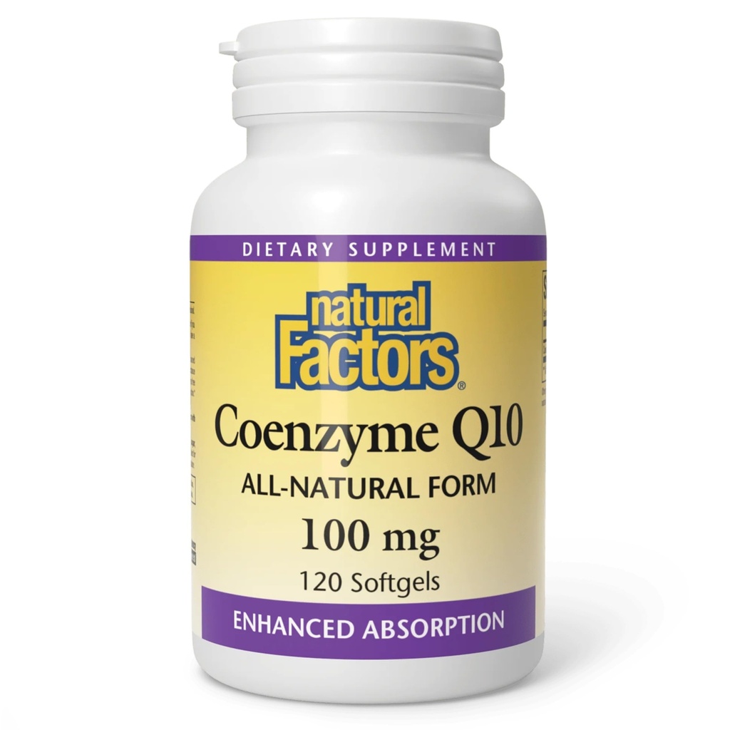 Facteurs naturels Coenzyme Q10 - Supplément de soutien aux antioxydants soutient la production d'énergie cellulaire - Meilleures aides à l'absorption Fonction cardiaque saine - 100 mg, 120 Softgels (120 portions)