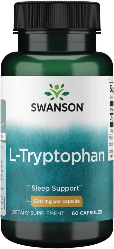 Swanson L-Tryptophane - Supplément Acid Amino - Repos et relaxation - (60 capsules, 500mg chacune)