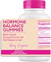 Gummies d'équilibre hormonal pour les femmes - Hormone Harmony pour l'humeur, l'énergie, le ballonnement - Hormonal PMS, Periménopause et soutien à la ménopause - Red Raspberry Leaf & Black Cohosh - 60 Suppléments Gummy