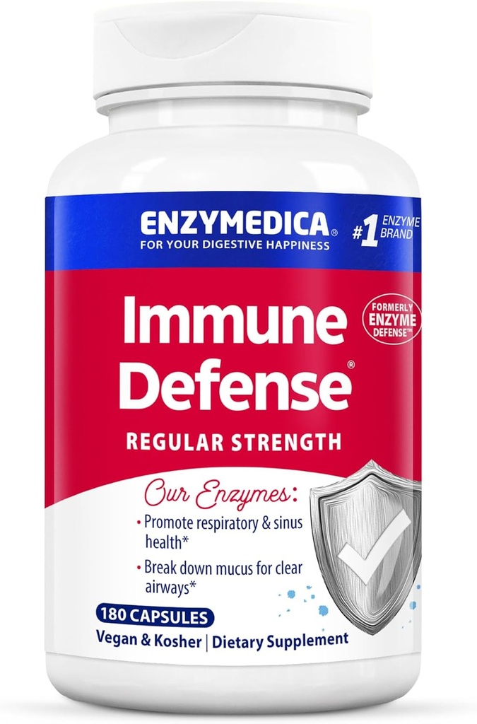 Enzymedica, Immune Defense, Force régulière, Enzymes protéolytiques pour le support immunitaire, 180 Compte