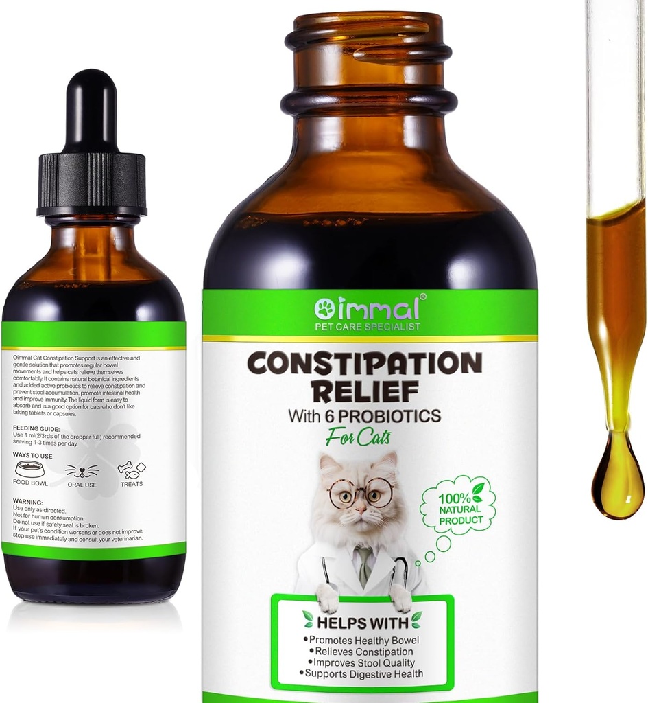 Cat Constipation Relief, 2 Fl Oz Constipation Relief pour Cat, Cat Laxative, Cat Laxative Constipation Relief, Tabouret adoucissant, soutient la santé digestive