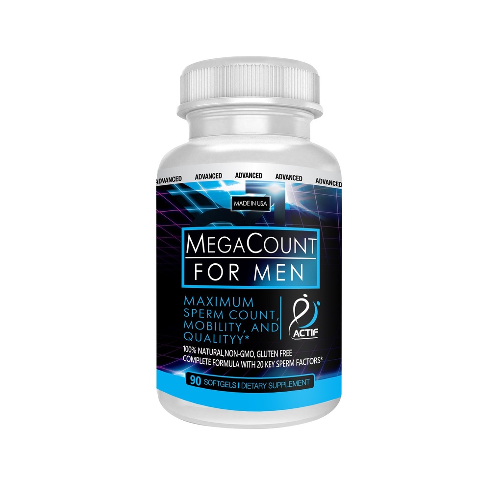 ACTIF MegaCount pour les hommes - Soutien maximal de la fertilité et le renforcement du nombre de spermes, cliniquement prouvé pour améliorer le nombre de spermes et la motilité - Non-OGM, Fabriqué aux États-Unis, 90 Comte