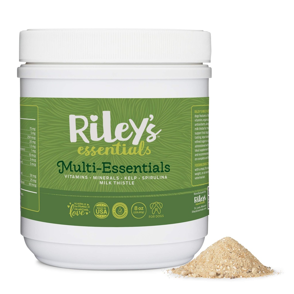 Multivitamines multi-éléments de Riley pour chiens - Vitamines, minéraux, spiruline, kelp et chardon de lait pour le soutien nutritionnel - Vitamines de chiot et de chien aîné - poudre de 8 oz
