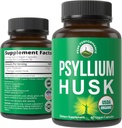 USDA Psyllium Organic Musk Capsules Vegan faites avec Psyllium Organic Husk Seed. Supplément fibre pour Gut. Prébiotiques digestifs. Des pilules pour la digestion, sans ballonnement. Comprimés