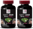 Rejuvenation des cheveux - cheveux gris inversés - cheveux juvéniles, pigmentation des cheveux, amélioration de la couleur, Revive couleur naturelle, restauration des cheveux, restauration vibratoire, soins capillaires solution 2 bouteilles 120 capsules