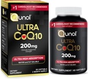 Qunol CoQ10 200mg Softgels, Ultra CoQ10 - Suppléments de Coenzyme de haute absorption Q10 - Supplément antioxydant pour la santé vasculaire et cardiovasculaire et la production d'énergie - 2 mois d'approvisionnement - 60 Compte