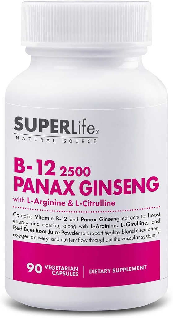 Fresh Start Vitamine B-12 2500 & Panax Ginseng avec L-Arginine & L-Citrulline - Powerful Energy Booster (Powerful Energy Booster) prend en charge le flux sanguin normal et le métabolisme énergétique.