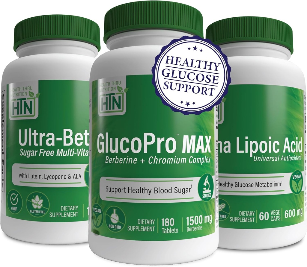 Booster de métabolisme du glucose sain avec GlucoPro Max, acide alpha lipoïque et multivitamine ultra-bétique